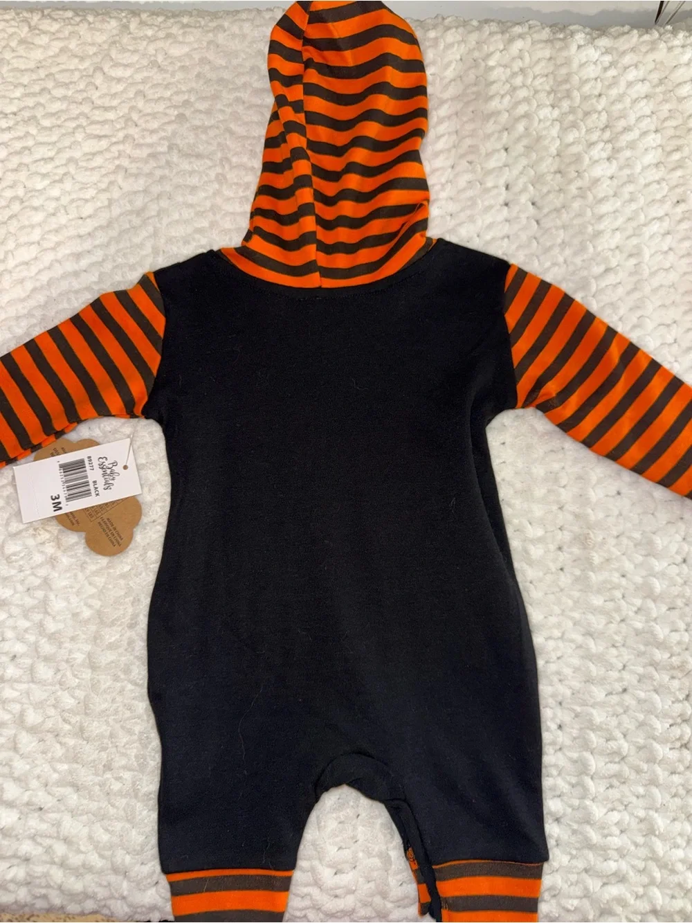 Baby Essentials Orange & Black Halloween Hooded Romper